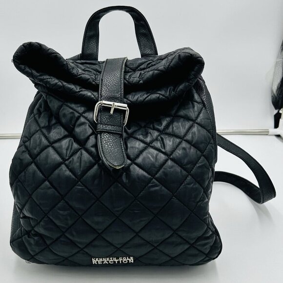Kenneth Cole Reaction Women's Fold-Over Quilted Backpack Black - Picture 1 of 10